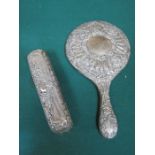 HALLMARKED SILVER DRESSING MIRROR AND BRUSH