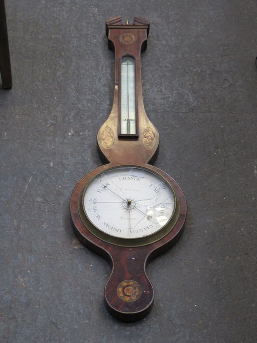 ANTIQUE INLAID WALL BAROMETER,