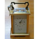 MORRELL & HILTON BRASS AND GLASS CARRIAGE CLOCK