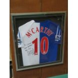 FRAMED AND SIGNED BENNI MCCARTHY BLACKBURN ROVERS FOOTBALL SHIRT