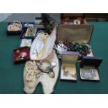 LARGE QUANTITY OF COSTUME JEWELLERY, WRISTWATCHES, ETC.