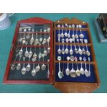 TWO DISPLAY CASES OF SOUVENIR SPOONS