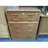 G PLAN OAK CHEST OF FIVE DRAWERS