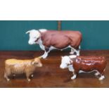 BESWICK UNGLAZED CERAMIC HEREFORD BULL,