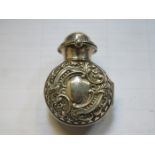 HALLMARKED SILVER REPOUSSE DECORATED PERFUME BOTTLE
