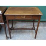 ANTIQUE MAHOGANY INLAID SINGLE DRAWER SIDE TABLE