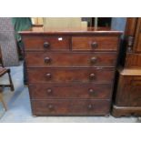 ANTIQUE MAHOGANY TWO OVER THREE CHEST OF DRAWERS