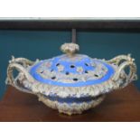 LARGE ORNATELY AND HEAVILY GILDED VICTORIAN POT POURRI POT WITH COVER