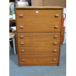 1970s STYLE CHEST OF SIX DRAWERS