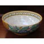 CHARLOTTE RHEAD TUBE LINED FLORAL DECORATED CERAMIC BOWL, BY CROWN DUCAL, SIGNED C RHEAD,