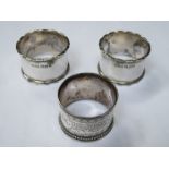 THREE SILVER NAPKIN RINGS