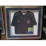 FRAMED AND SIGNED WAYNE ROONEY EVERTON TRAINING SHIRT