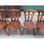 SET OF FOUR ERCOL PIERCEWORK COUNTRY STYLE DINING CHAIRS