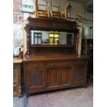 CARVED FRONTED MAHOGANY MIRROR BACK SIDEBOARD