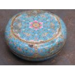 GOOD QUALITY ORIENTAL CLOISONNE CIRCULAR STORAGE POT WITH COVER,