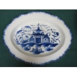 PAIR OF DECORATIVE ANTIQUE OVAL BLUE AND WHITE SERVING DISHES