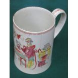 LARGE HANDPAINTED CHINESE CERAMIC TANKARD,