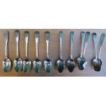 SET OF FIVE HALLMARKED SILVER SPOONS AND TWO OTHER PART SETS OF HALLMARKED SILVER SPOONS