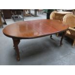 MAHOGANY OVAL EXTENDING DINING TABLE WITH ONE LEAF