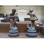 PAIR OF SPELTER FIGURES