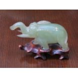 SMALL ORIENTAL CARVED JADE ELEPHANT