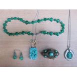 SMALL PARCEL OF JADE COLOURED COSTUME JEWELLERY