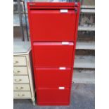 RED FOUR DRAWER BISLEY CABINET