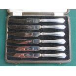 CASED SET OF SIX VINERS HALLMARKED SILVER HANDLED KNIVES