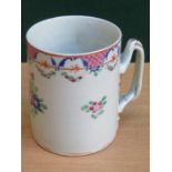 EARLY LIVERPOOL POTTERY HANDPAINTED CERAMIC TANKARD,