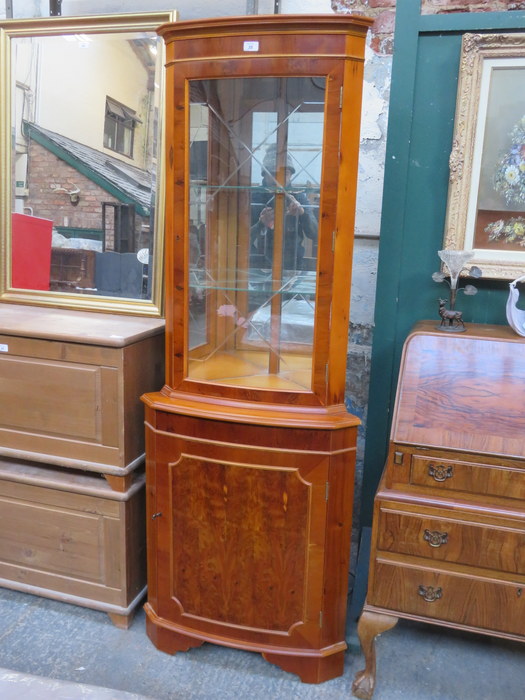 REPRODUCTION YEW WOOD COLOURED CORNER CUPBOARD