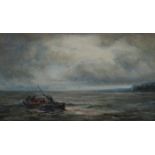 K BOND, FRAMED WATERCOLOUR DEPICTING A SEASCAPE SCENE,