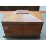 SARCOPHAGUS FORM OAK STORAGE BOX WITH HINGED COVER