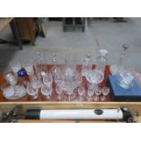 PARCEL OF VARIOUS GLASSWARE INCLUDING DECANTERS, ETC.