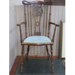 DECORATIVE PIERCEWORK COUNTRY STYLE ARMCHAIR