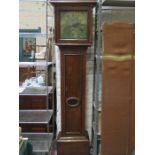 EARLY ANTIQUE OAK CASED LONGCASE CLOCK WITH 12in ORMOLU MOUNTED SQUARE DIAL, BY THOMAS BRIDGE,