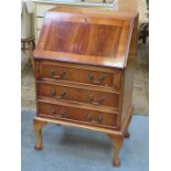 SMALL REPRODUCTION YEW WOOD COLOURED FALL FRONT LADIES WRITING BUREAU