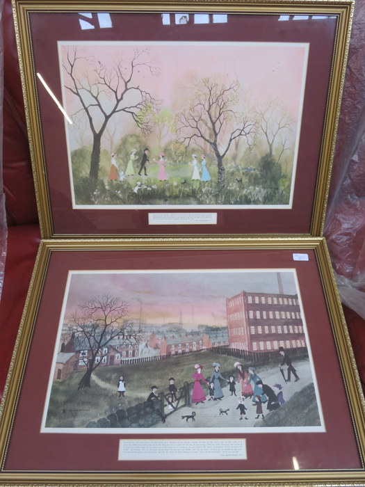 TWO FRAMED HELEN BRADLEY POLYCHROME PRINTS