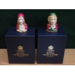 TWO BOXED ROYAL WORCESTER LIMITED EDITION CANDLE SNUFFERS DEPICTING ROMEO & JULIET