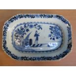 CHINESE BLUE AND WHITE 18th CENTURY OCTAGONAL SERVING DISH (AT FAULT)