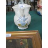 EARLY PEARL WARE POTTERY JUG WITH HANDPAINTED MYTHICAL CREATURE,