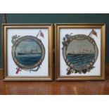 J BELL, PAIR OF FRAMED PAINTINGS ON PORCELAIN/OPAQUE GLASS DEPICTING THE SS DICTATOR AND SS WORKMAN,