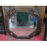 OAK FRAMED BEVELLED OCTAGONAL WALL MIRROR