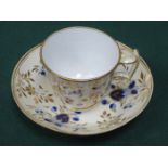 DAVENPORT HANDPAINTED AND GILDED COFFEE CUP AND SAUCER