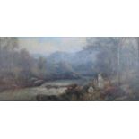 E STEELE, OIL ON CANVAS DEPICTING A RIVER SCENE,