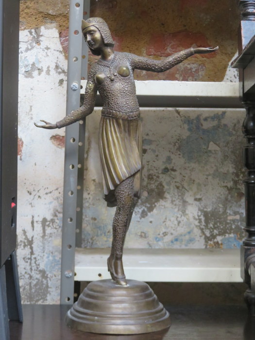 BRONZED METAL MIDDLE EASTERN STYLE DANCING LADY FIGURE,