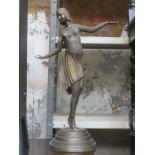 BRONZED METAL MIDDLE EASTERN STYLE DANCING LADY FIGURE,