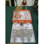MIXED LOT OF ASSORTED GLASSWARE INCLUDING 18th CENTURY STEMMED DRINKING GLASSES,