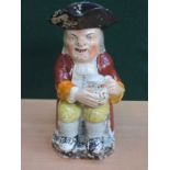 ANTIQUE PEARL WARE TOBY JUG- SUCCESS TO OUR WOODEN WALL,