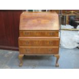 WALNUT VENEERED ART DECO STYLE FALL FRONT LADIES WRITING BUREAU