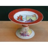 HIGHLY DECORATIVE ANTIQUE SATSUMA WARE CERAMIC STEMMED CAKE STAND/TAZZA,